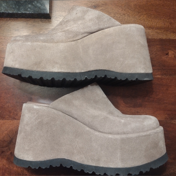 Free People Taupe Avery Platform Mules Size 37 (6.5-7) - Picture 3 of 13